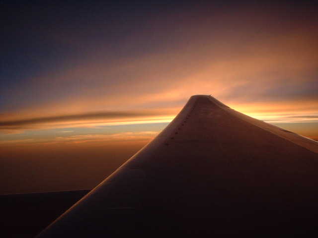 バングラデシュ上空の夕焼け雲