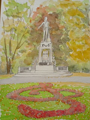 ベルク庭園のモーツアルト記念像